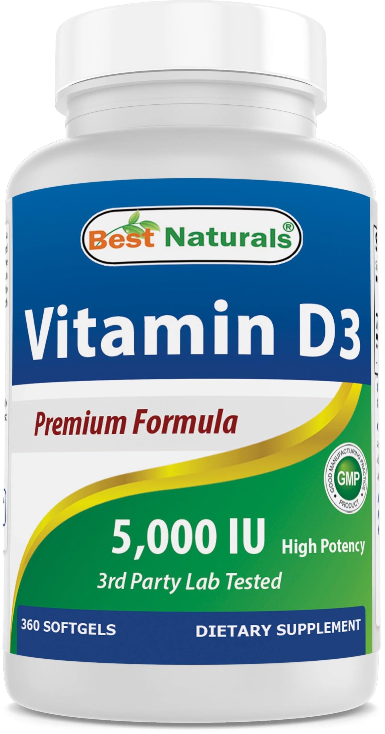 Best Naturals vitamine D3 5000 UI, capsules molles, verser dans votre routine quotidienne pour soutenir les os