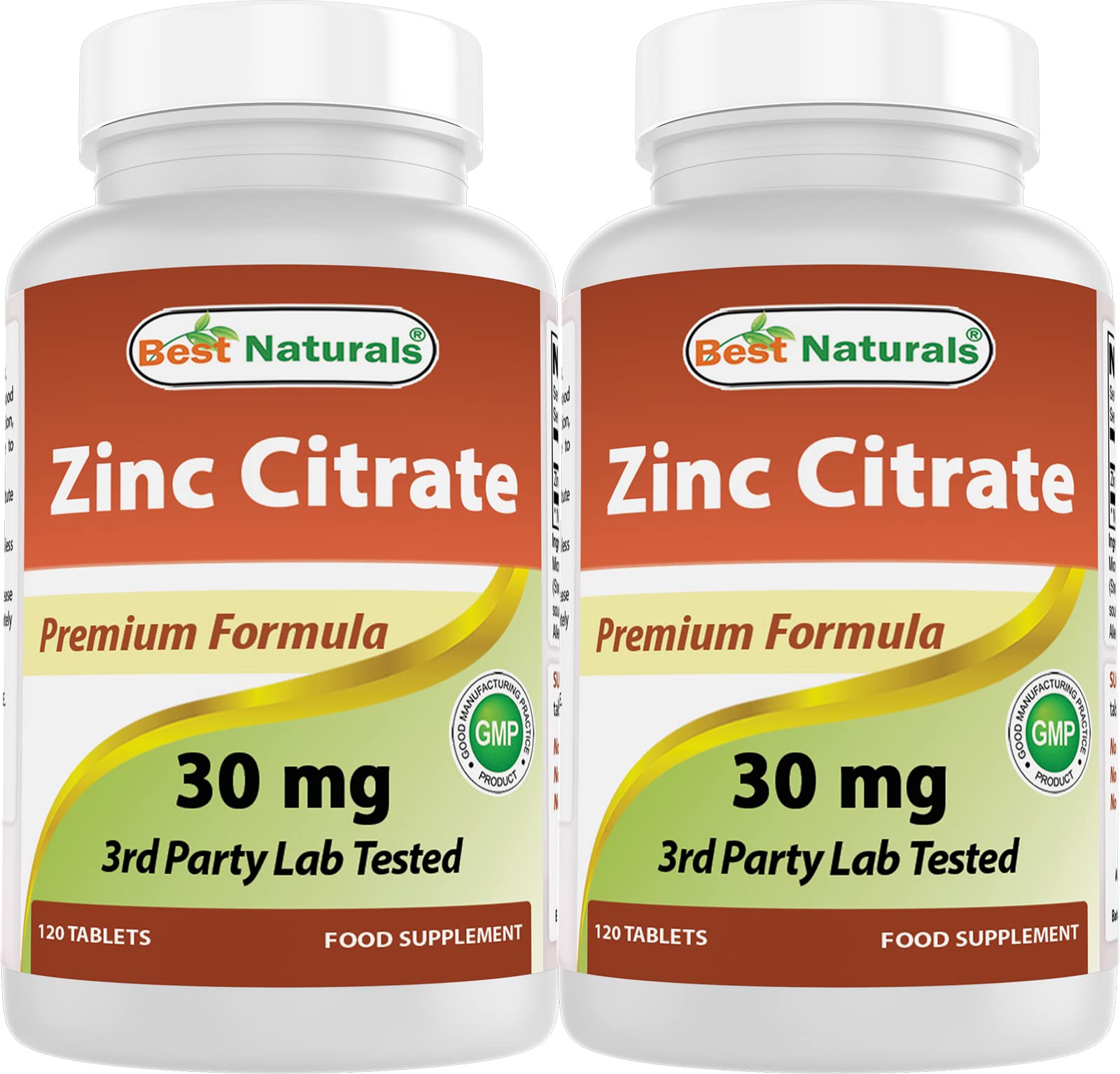 Best Naturals Zinc 30 mg, comprimé zinc citrate, soutien potentiel du système immunitaire.