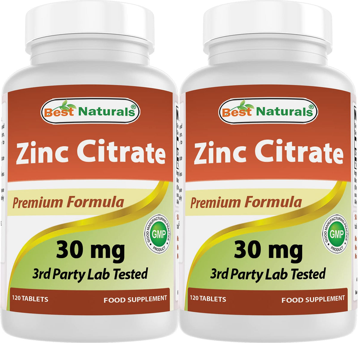 Best Naturals Zinc 30 mg, comprimé zinc citrate, soutien potentiel du système immunitaire.
