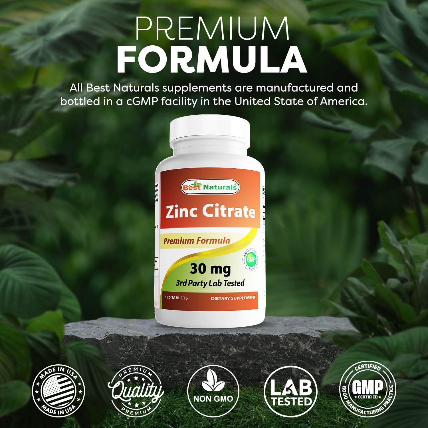 Best Naturals Zinc citrate 30 mg - sans additifs, formulation pure et simple.