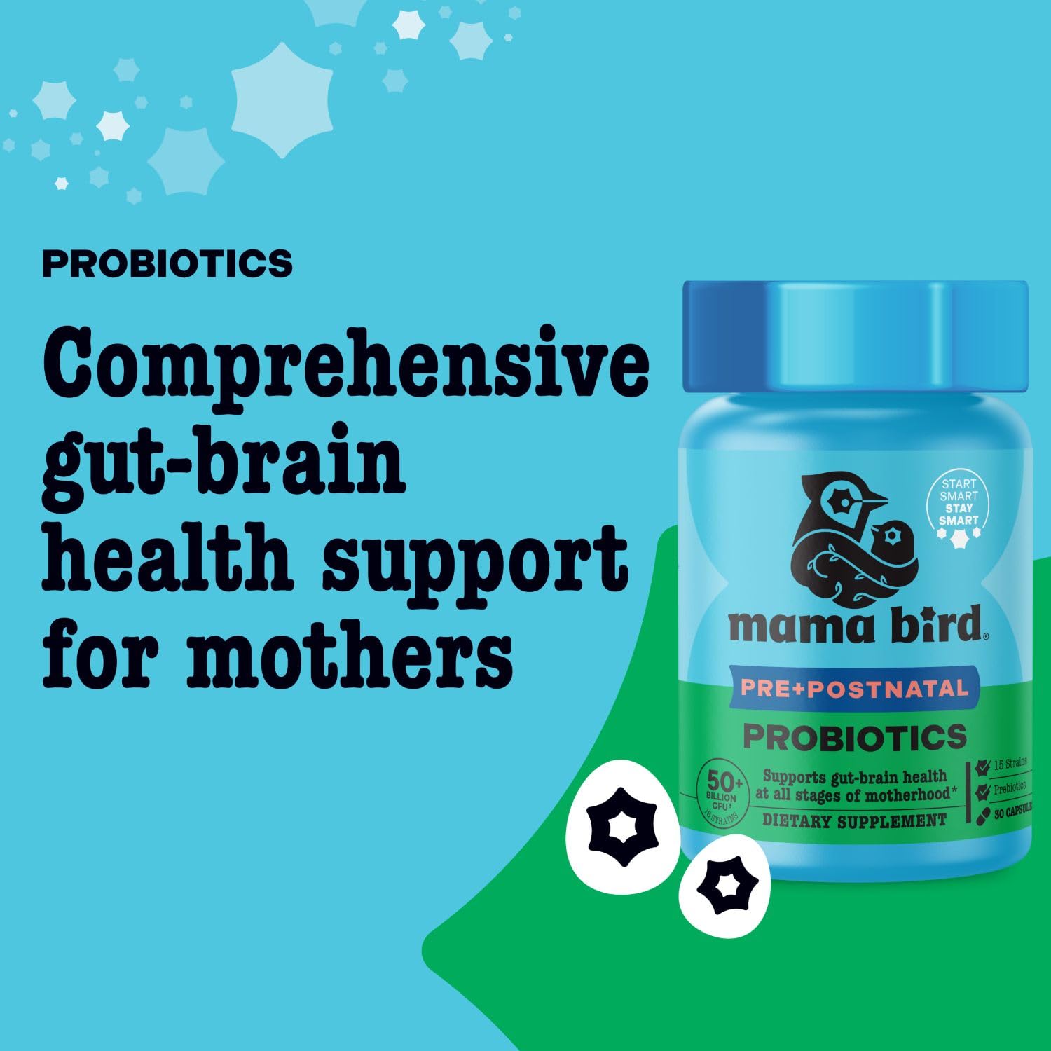 Best Nest Wellness Mama Bird Probiotics – Capsules mini: facile à avaler au quotidien.
