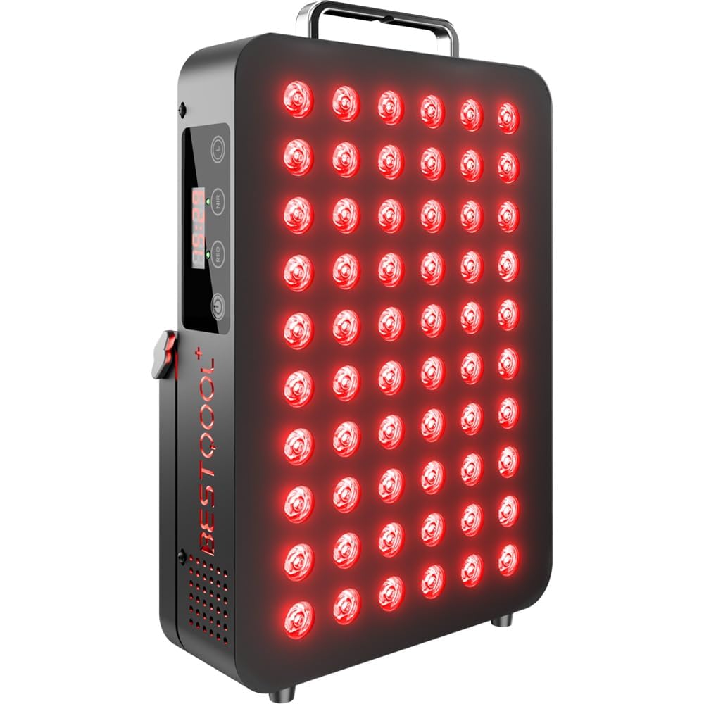 BestQool panneau rouge 660nm sur visage, favorise le bien-être domestique.