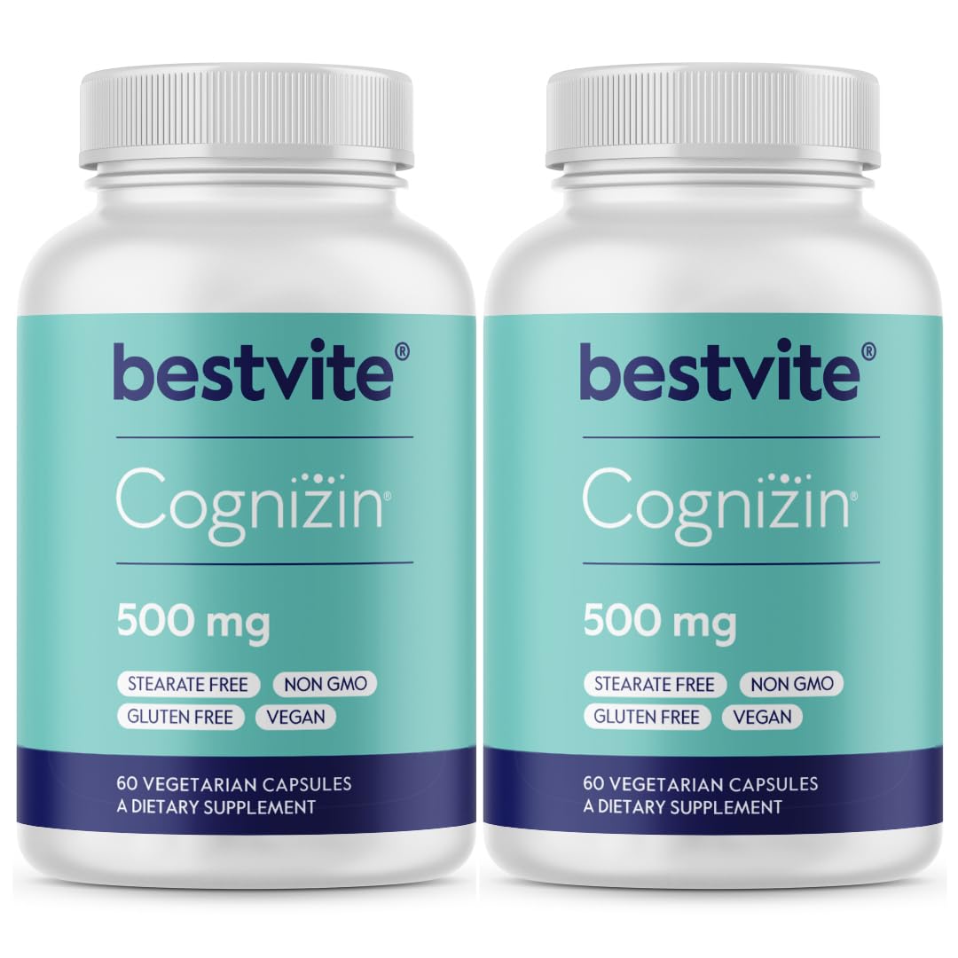 BESTVITE Cognizin montre des gélules de 500 mg pour concentration et mémoire potentielles.