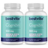BESTVITE Cognizin montre des gélules de 500 mg pour concentration et mémoire potentielles.