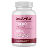 BESTVITE CoQ10 bouteille 600 mg avec Bioperine, soutien potentiel à l'énergie
