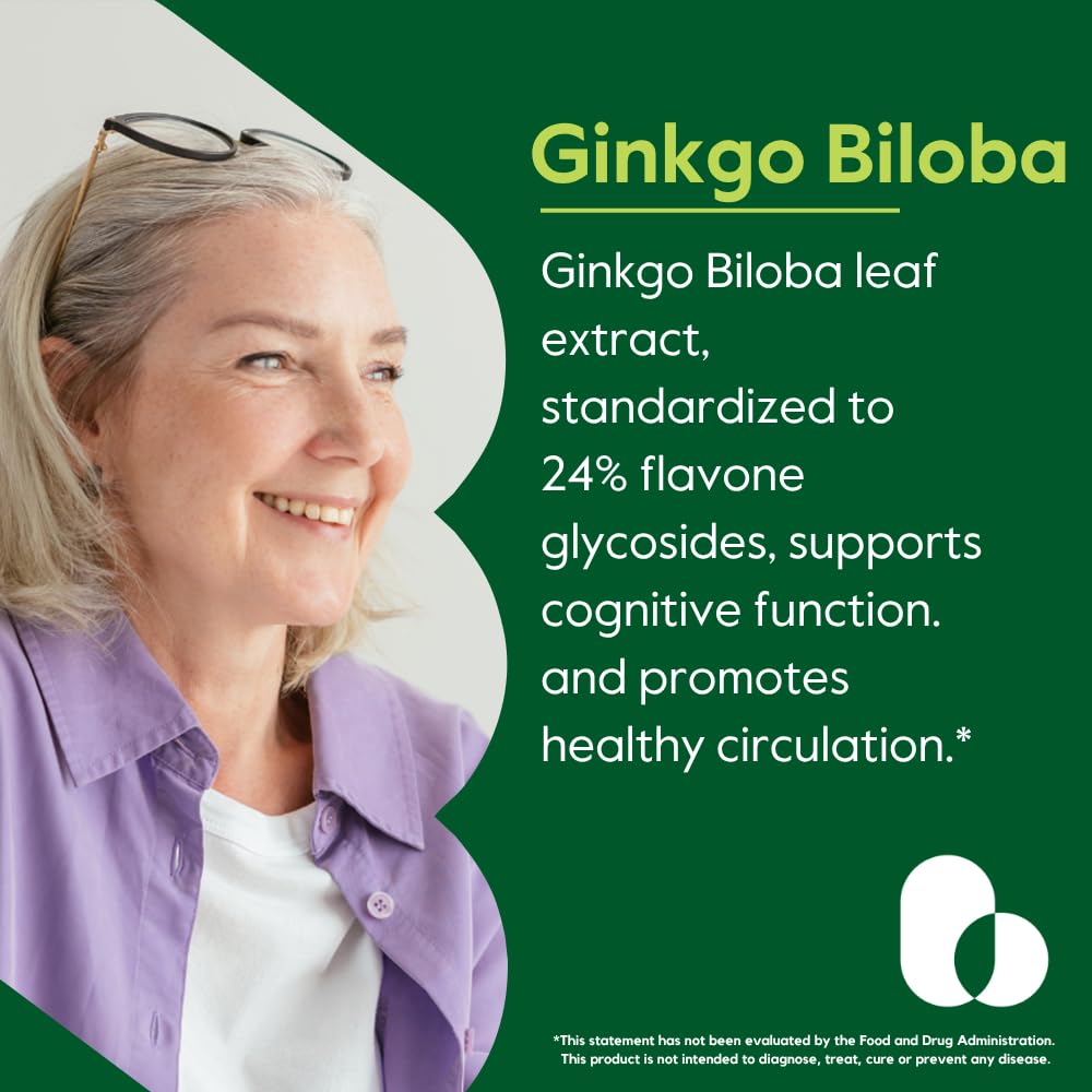 Capsules BESTVITE Ginkgo Biloba pour soutien concentration et énergie cognitive.