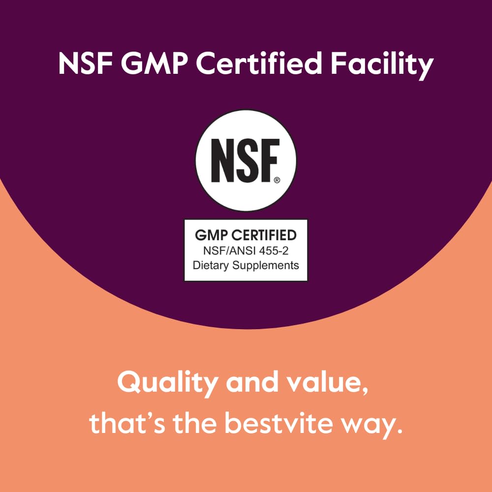 BESTVITE L-Tyrosine, certificat NSF: laboratoire respectant bonnes pratiques de fabrication et sécurité.