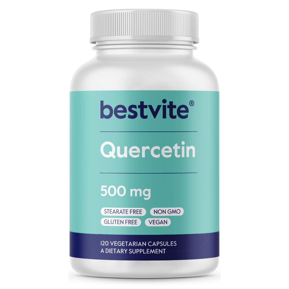 BESTVITE Quercétine: bouteille 120 capsules, riche en antioxydants potentiels pour soutenir l'organisme.