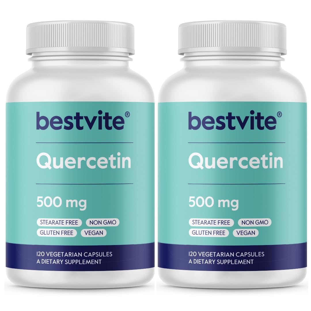 BESTVITE Quercétine – bouteille et étiquette, soutien potentiel à la santé cellulaire.