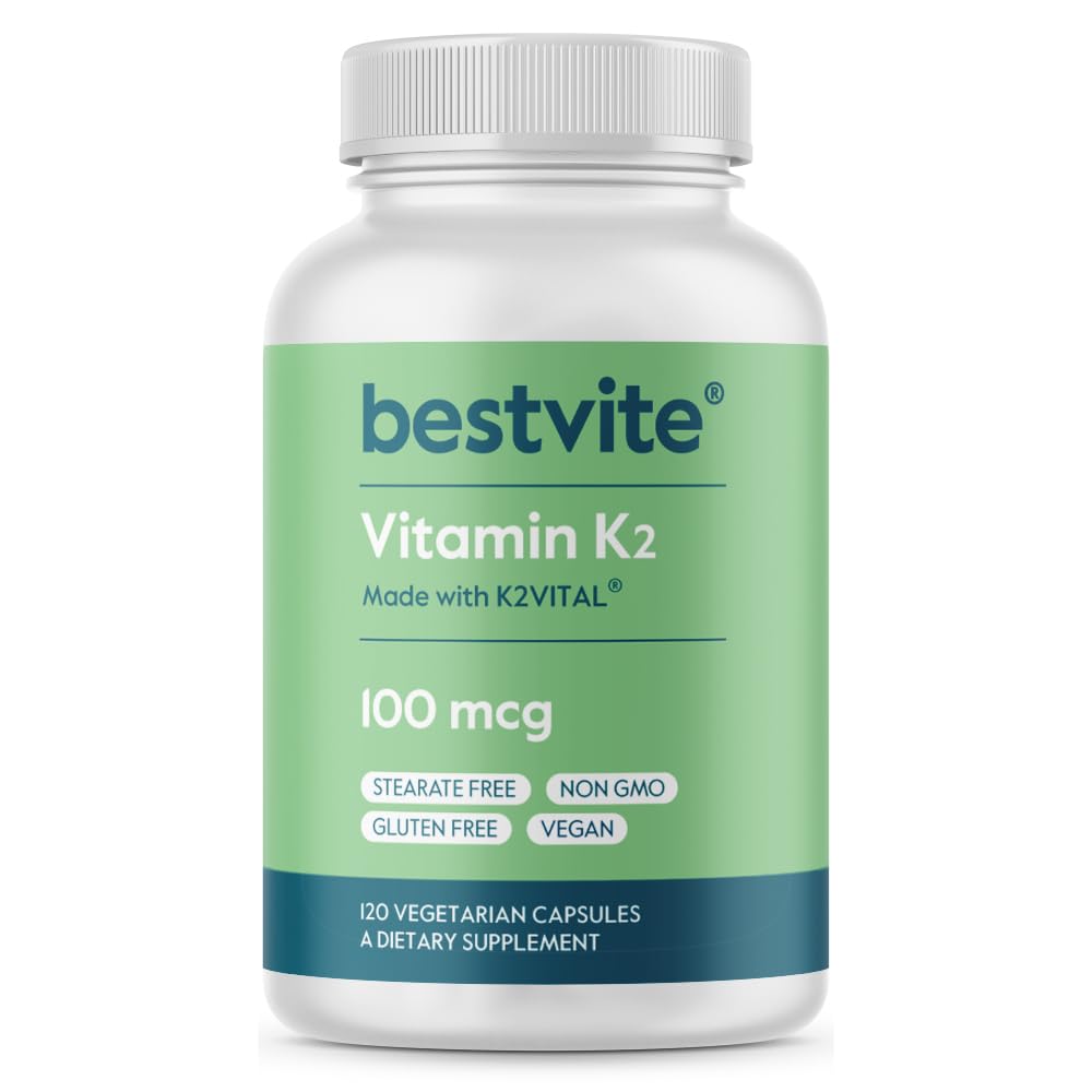 BESTVITE vitamine K2 MK7, bouteille, soutient une routine quotidienne.