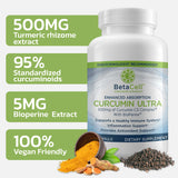Curcuminoïdes 500 mg avec Bioperine dans des gélules végétales Betacell