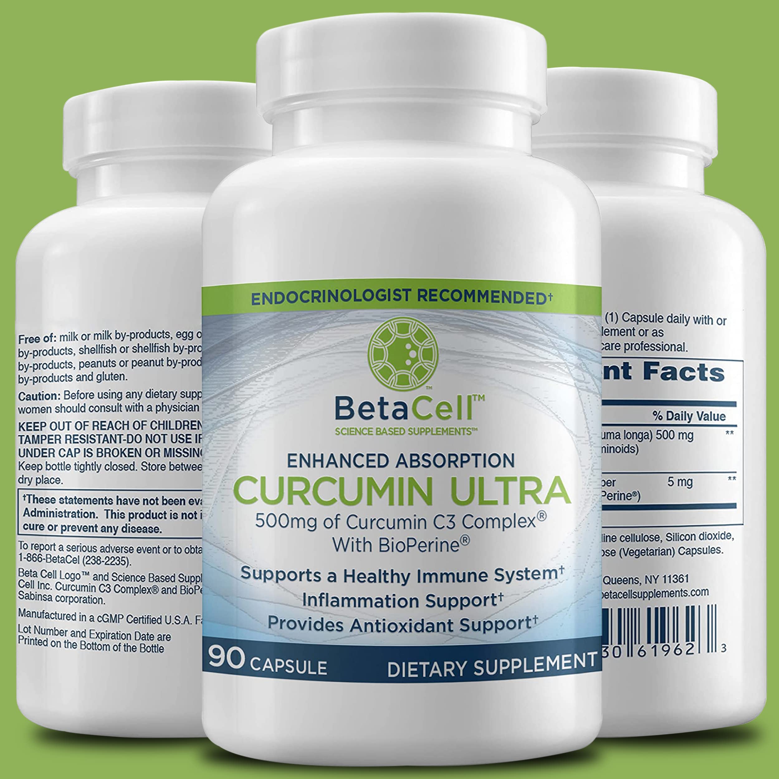 Gélules végétales Betacell avec Curcumine et Bioperine pour avaler facilement