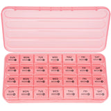 Betife Organisateur mensuel de pilules en rose, planifiez un mois facilement.