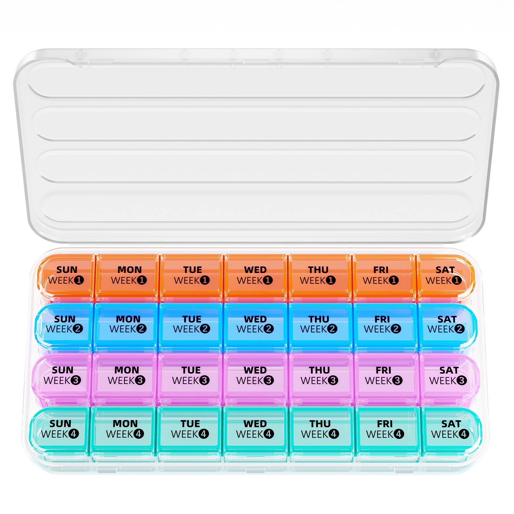 Betife organise les pilules du mois dans une boîte compacte et pratique.