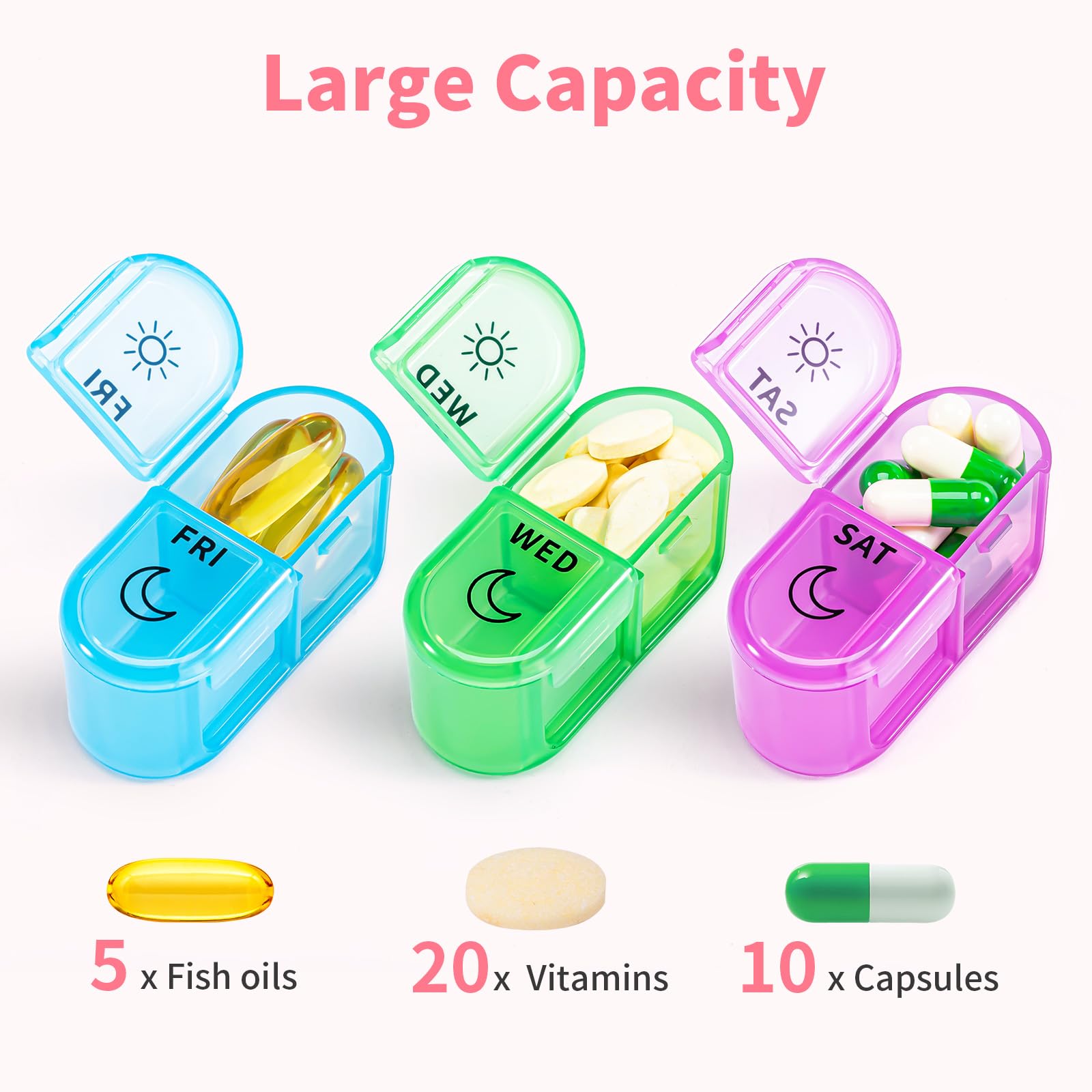 Betife pilulier grande capacite pour capsules et huile de poisson.