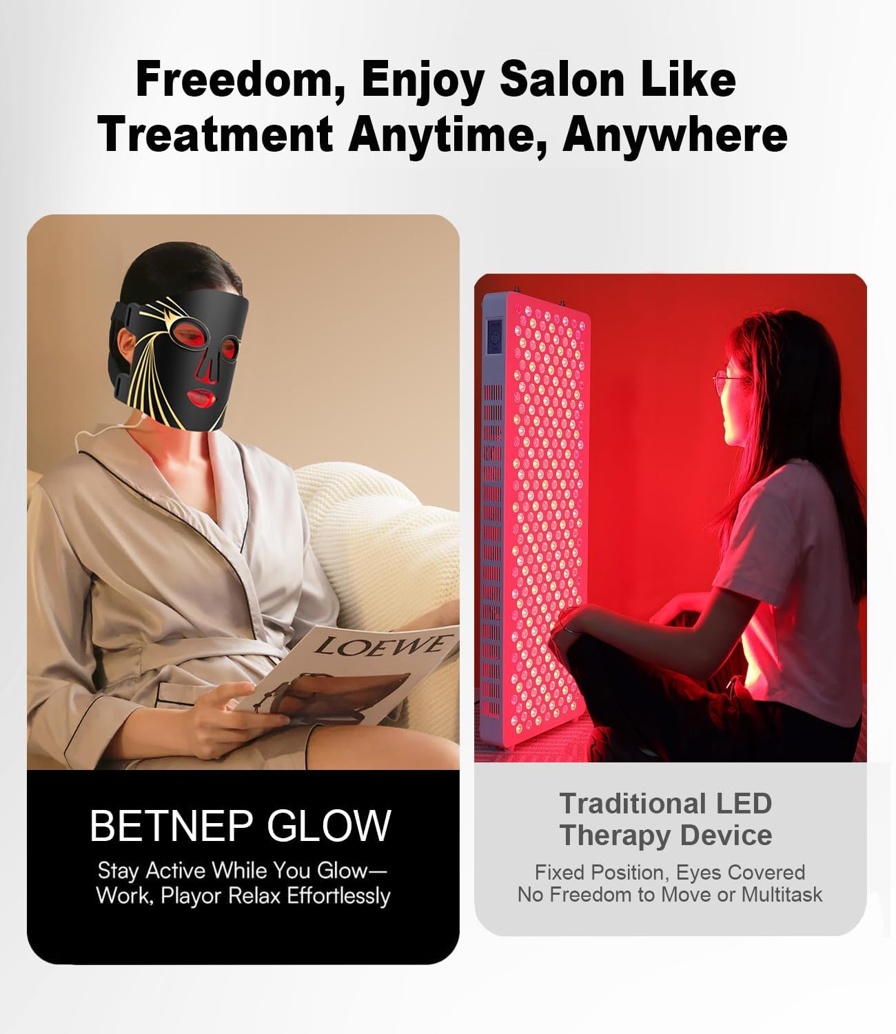BETNEP masque LED 830nm, pénétration en profondeur pour la peau.