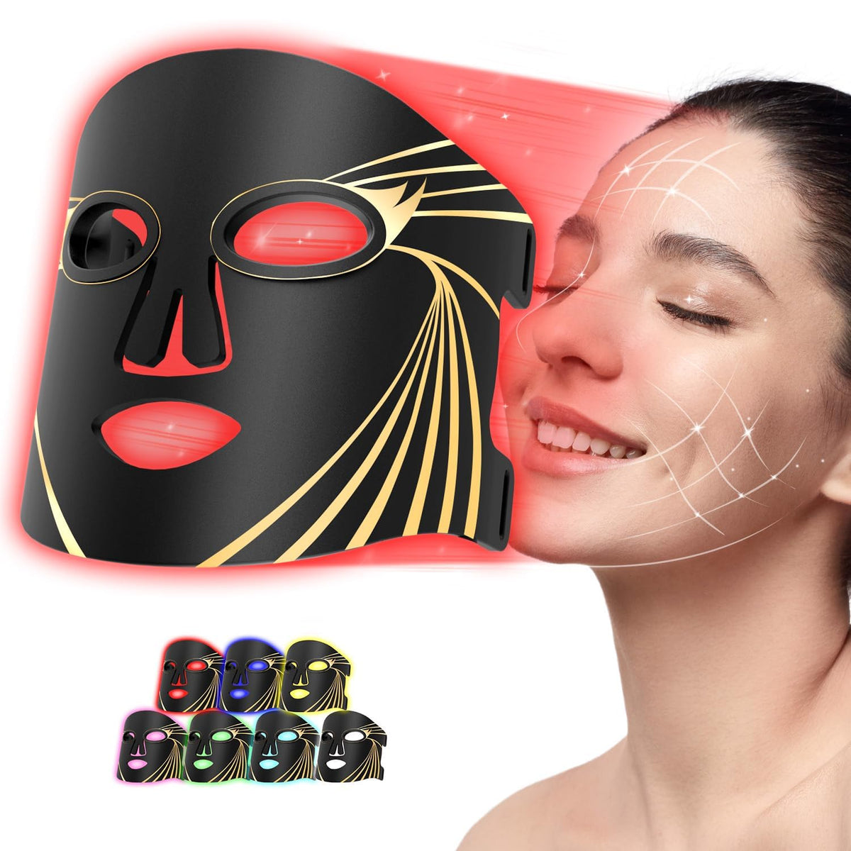 BETNEP masque LED rouge pour visage, stimulation lumineuse douce.