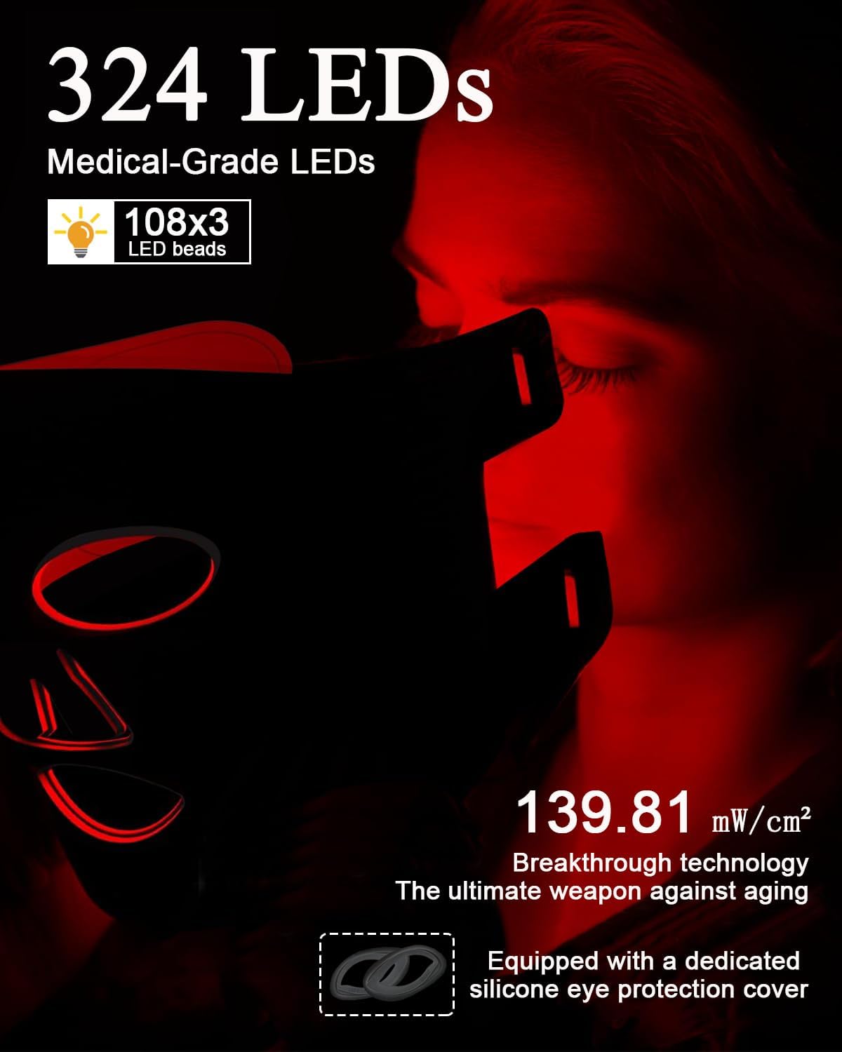 BETNEP masque LED visage with télécommande rechargeable pour usage pratique.