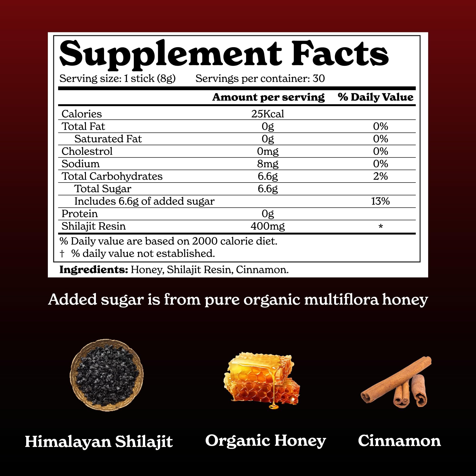 Better Alt Shilajit Cannelle Miel: zoom sur les ingrédients naturels sans additifs.