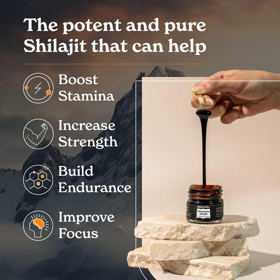 Better Alt résine Shilajit Himalaya — dissolution rapide dans eau ou lait.