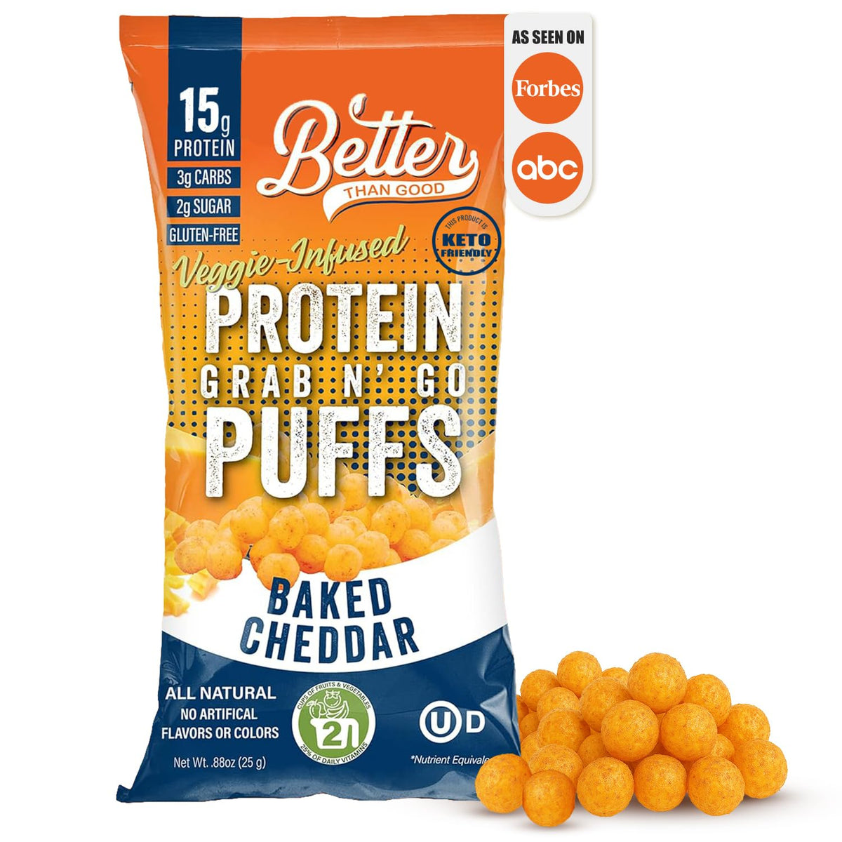 Better Than Good Snacks puffs cheddar keto emballage pratique pour déplacements