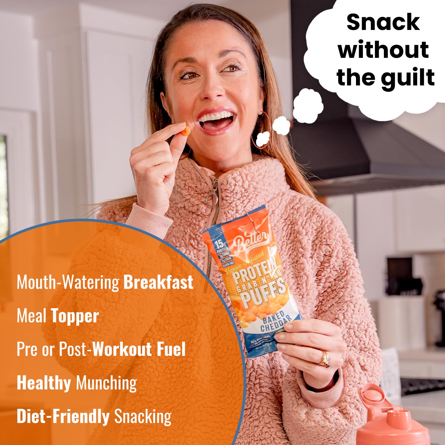 Sans gluten et sans sucre ajouté puffs cheddar snack quotidien