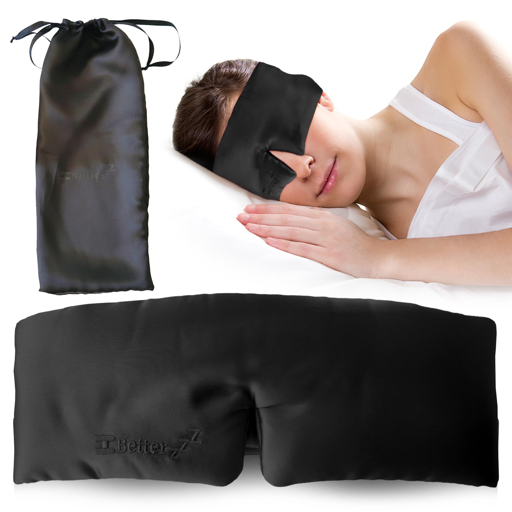 Better zzZ masque-sommeil soie Mulberry noir douceur luxueuse et hydratation potentielle.