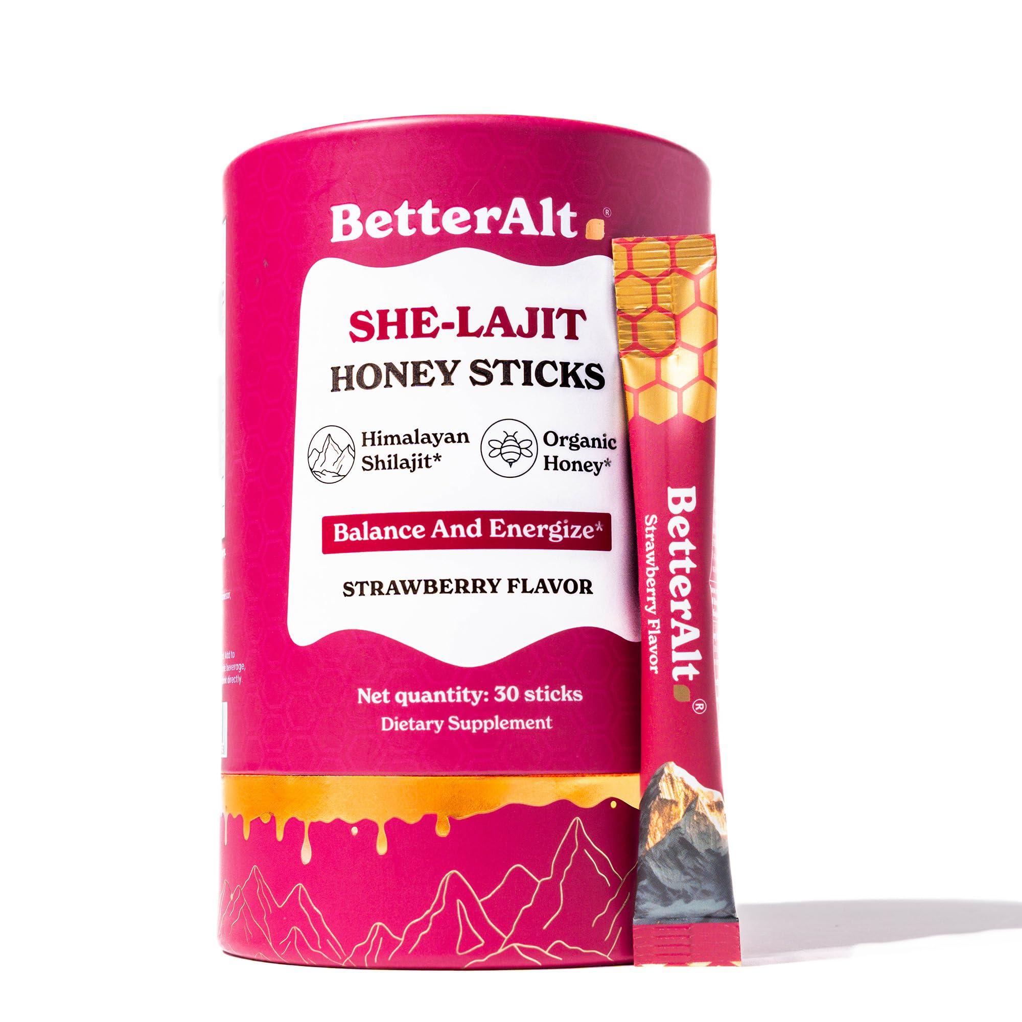 BetterAlt SHE-Lajit batonnet miel-fraises emballage pratique pour déplacements quotidiens
