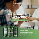 BetterHealth Santé pulmonaire quotidienne – Complément respiratoire avec Mullein, Sureau et Vitamine D3 (60 gélules)
