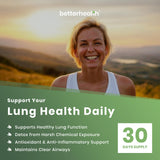 BetterHealth Santé pulmonaire quotidienne – Complément respiratoire avec Mullein, Sureau et Vitamine D3 (60 gélules)