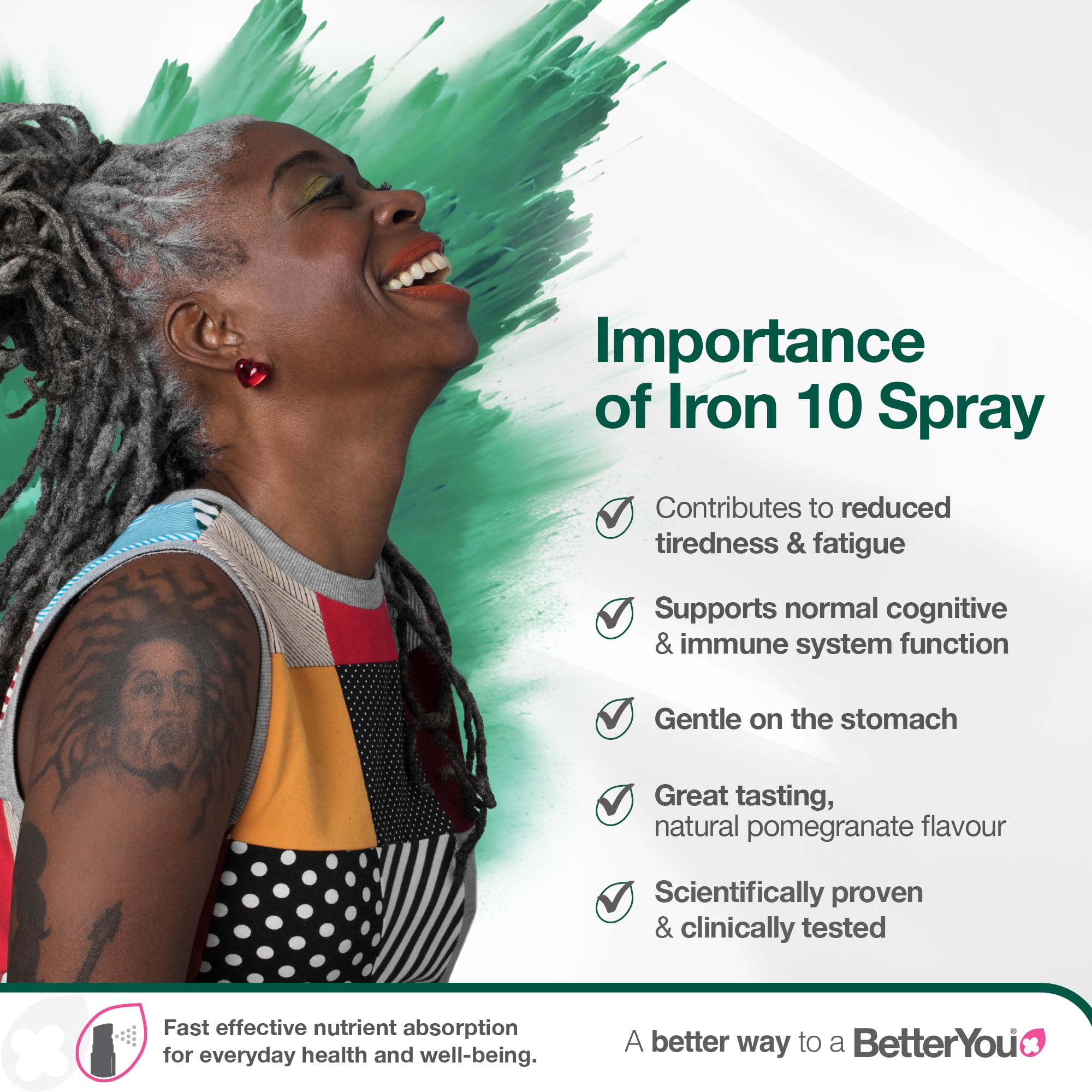 BetterYou fer naturel 10 spray — doseur pratique favorisant absorption efficace