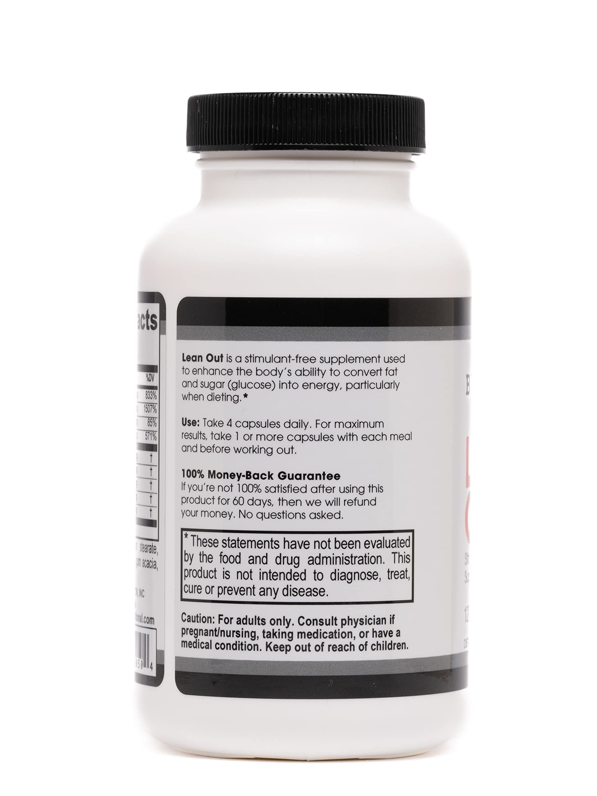 Étiquette Lean Out montrant la liste des lipotropiques et les bénéfices métaboliques.