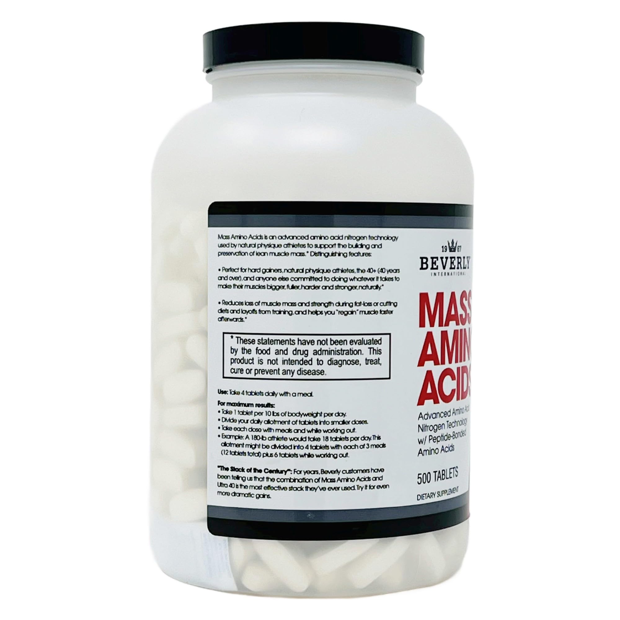 Mass Amino Acids tablettes, aperçu du produit pour l’apport en acides aminés essentiels.