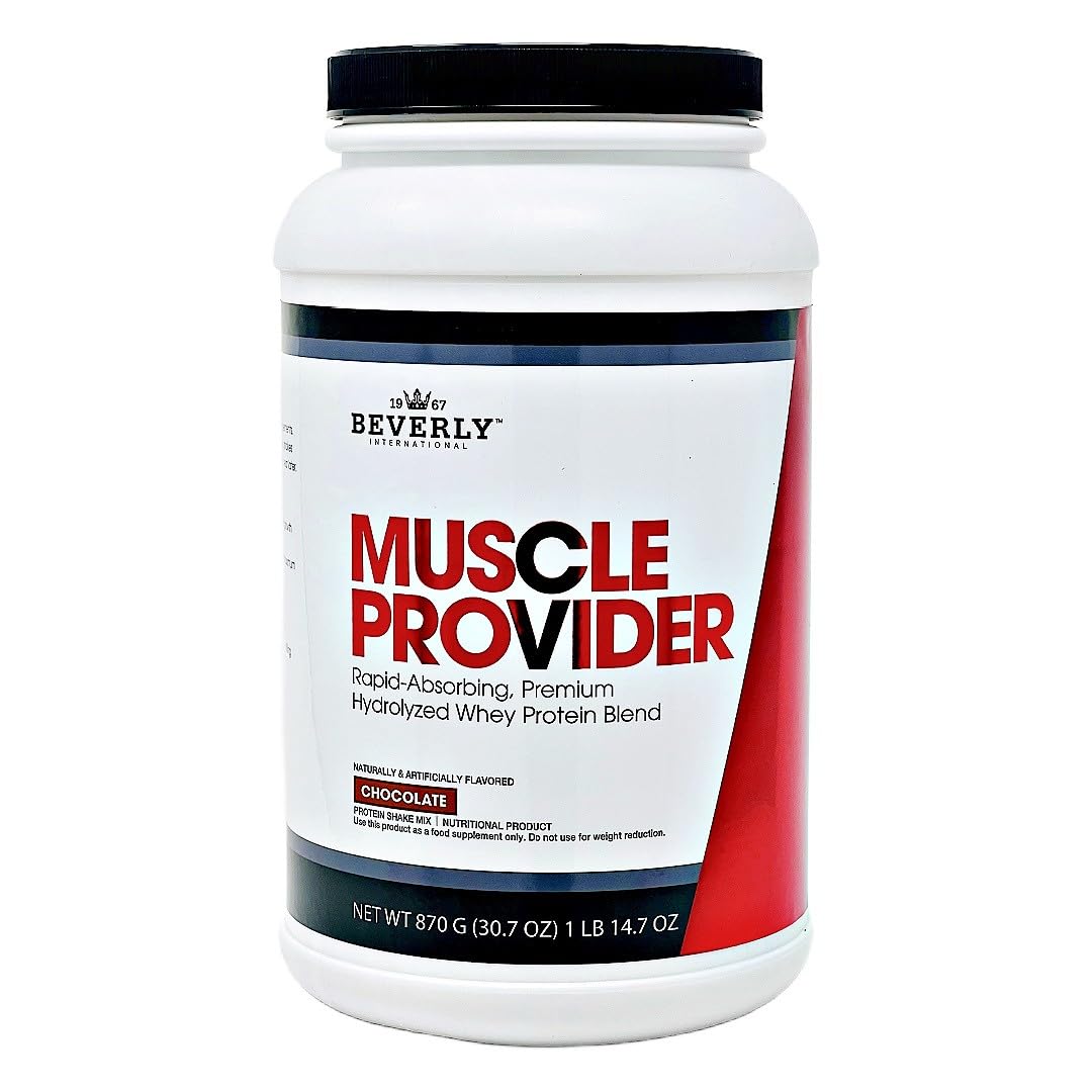 Muscle Provider Beverly International, poudre chocolat: goût dessert et récupération rapide.