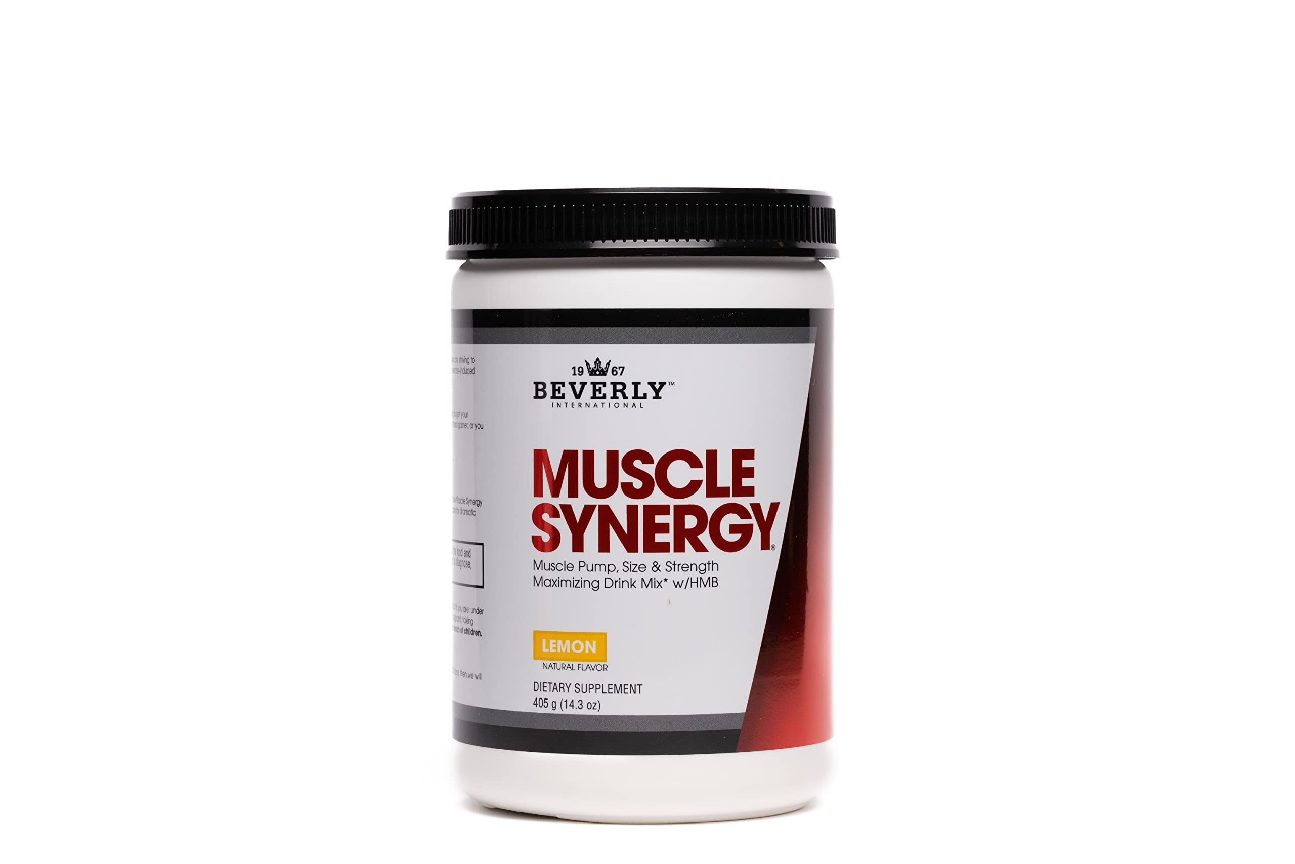 Muscle Synergy Beverly International, bouteille citron, pour des gains et récupération optimisés.