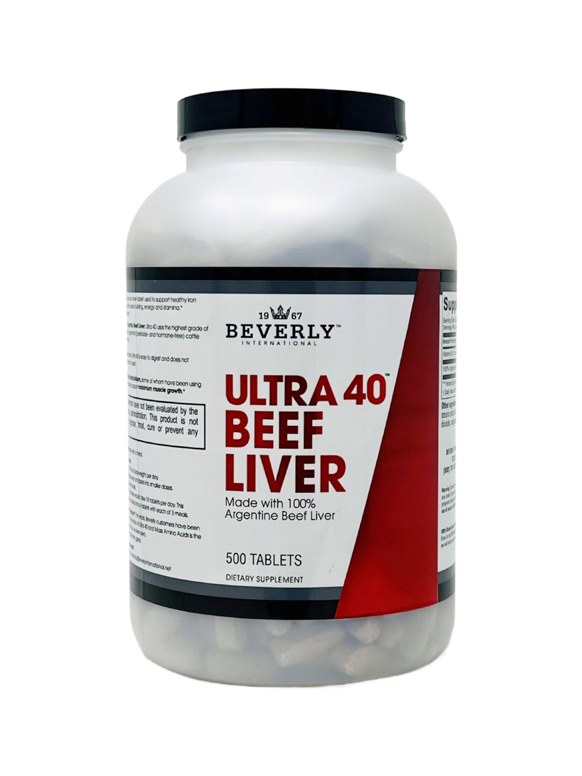 Beverly International Ultra40 – comprimés de foie de bœuf séché pour soutenir la récupération et l’entraînement.