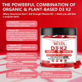 BEVIX Gommes D3 K2 – étiquette décrit le dosage D3 et K2 MK-7.