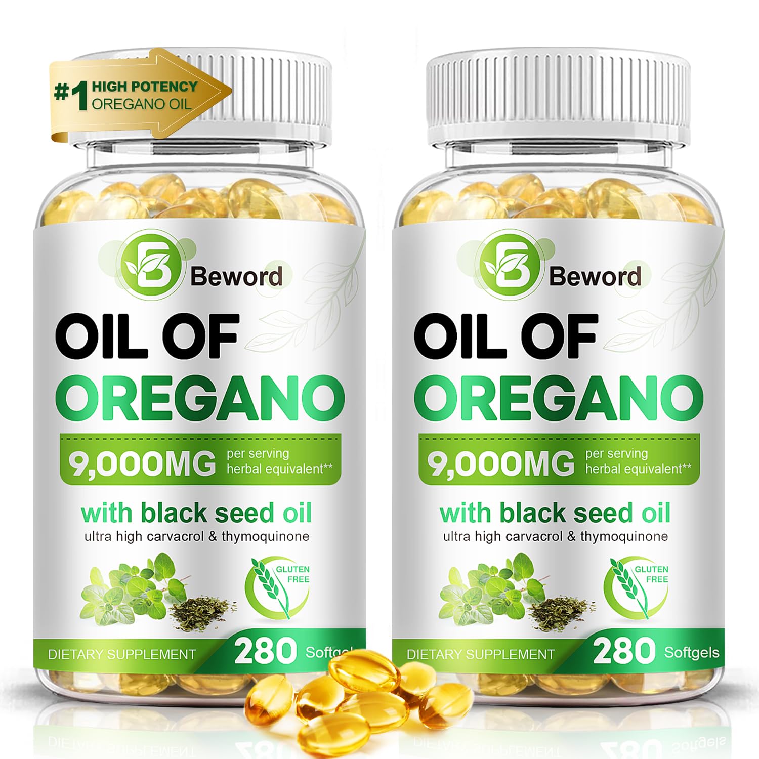 BEWORD huile d'origan et nigelle en bouteille UV pour des actifs stabilisés.