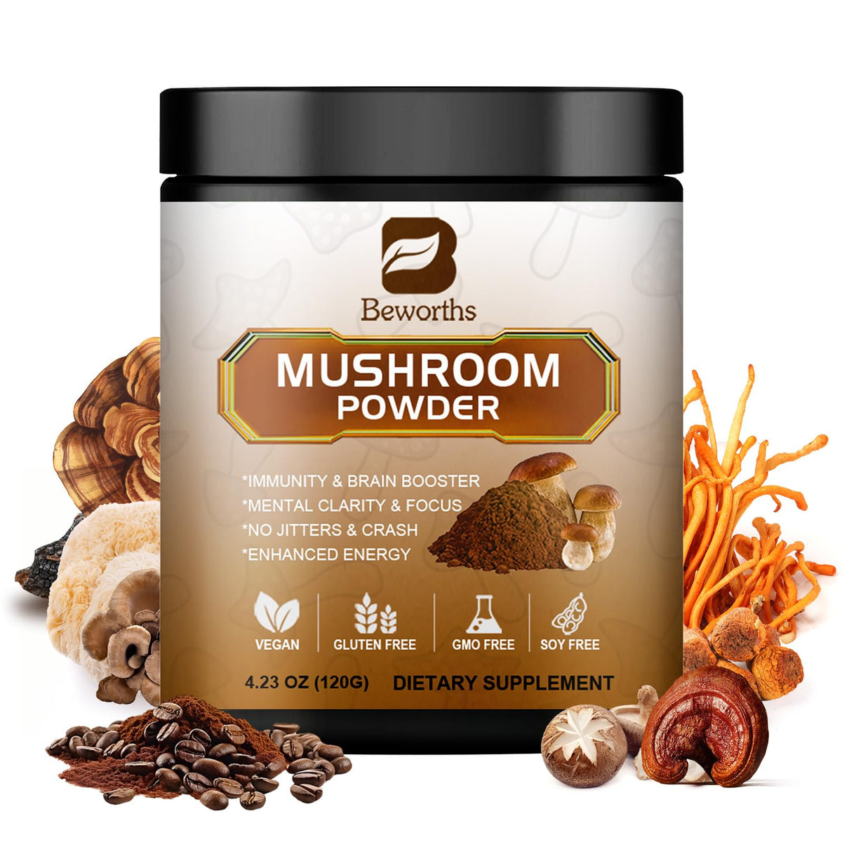 Beworths Café-Champignons pack-shot énergisant prêt à déguster