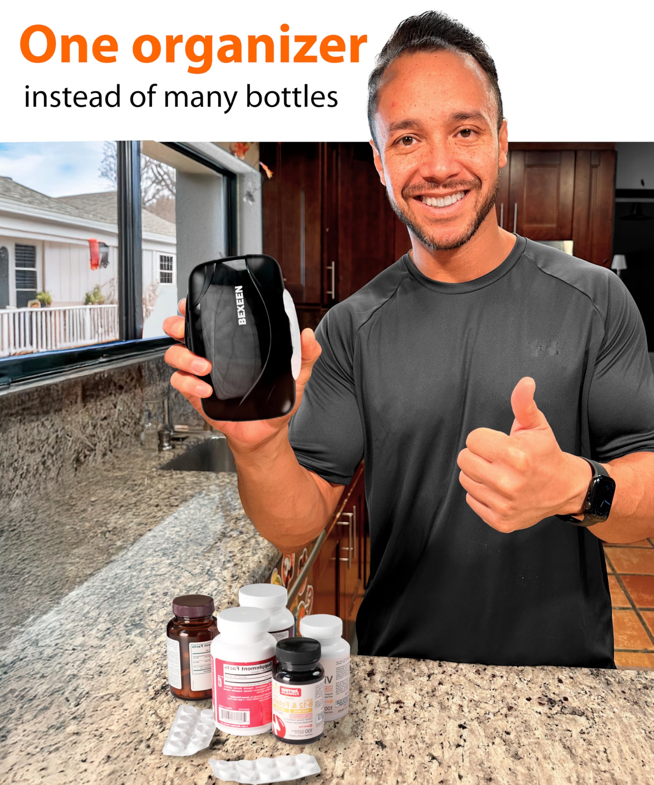 BEXEEN Boîte médicaments portable avec étiquettes pour repérage rapide.