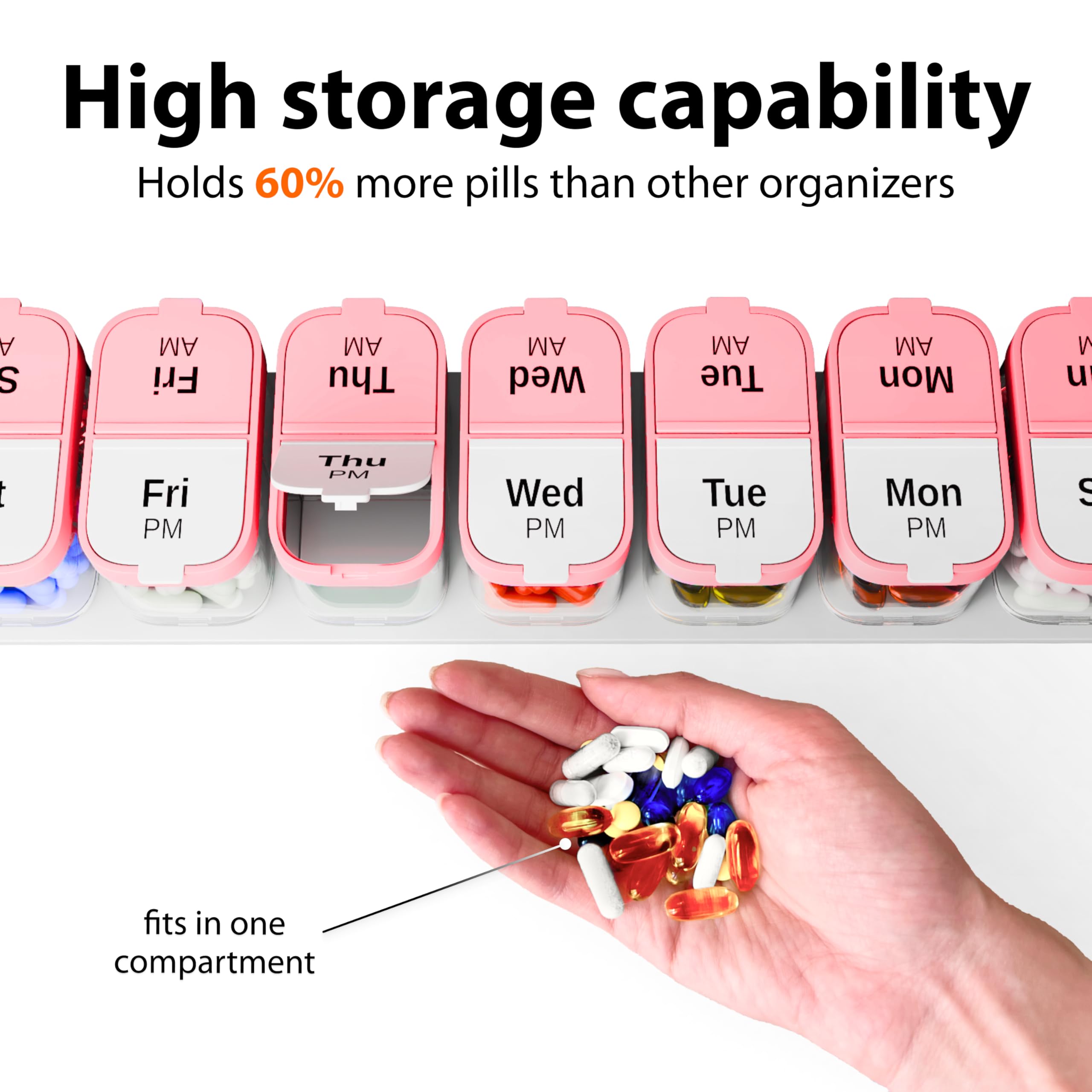 BEXEEN compartiments AM PM detaches, séparés pour doses matin et soir.