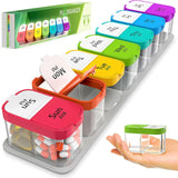 Organisateur hebdomadaire XL BEXEEN avec 7 compartiments et étiquettes claires.