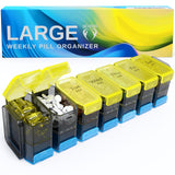 Organisateur BEXEEN XL avec compartiments AM/PM ouverts, pratique pour distinguer les doses.