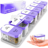 BEXEEN Organiseur semaine XXL violet, ensemble pratique pour stocker une semaine de pilules.
