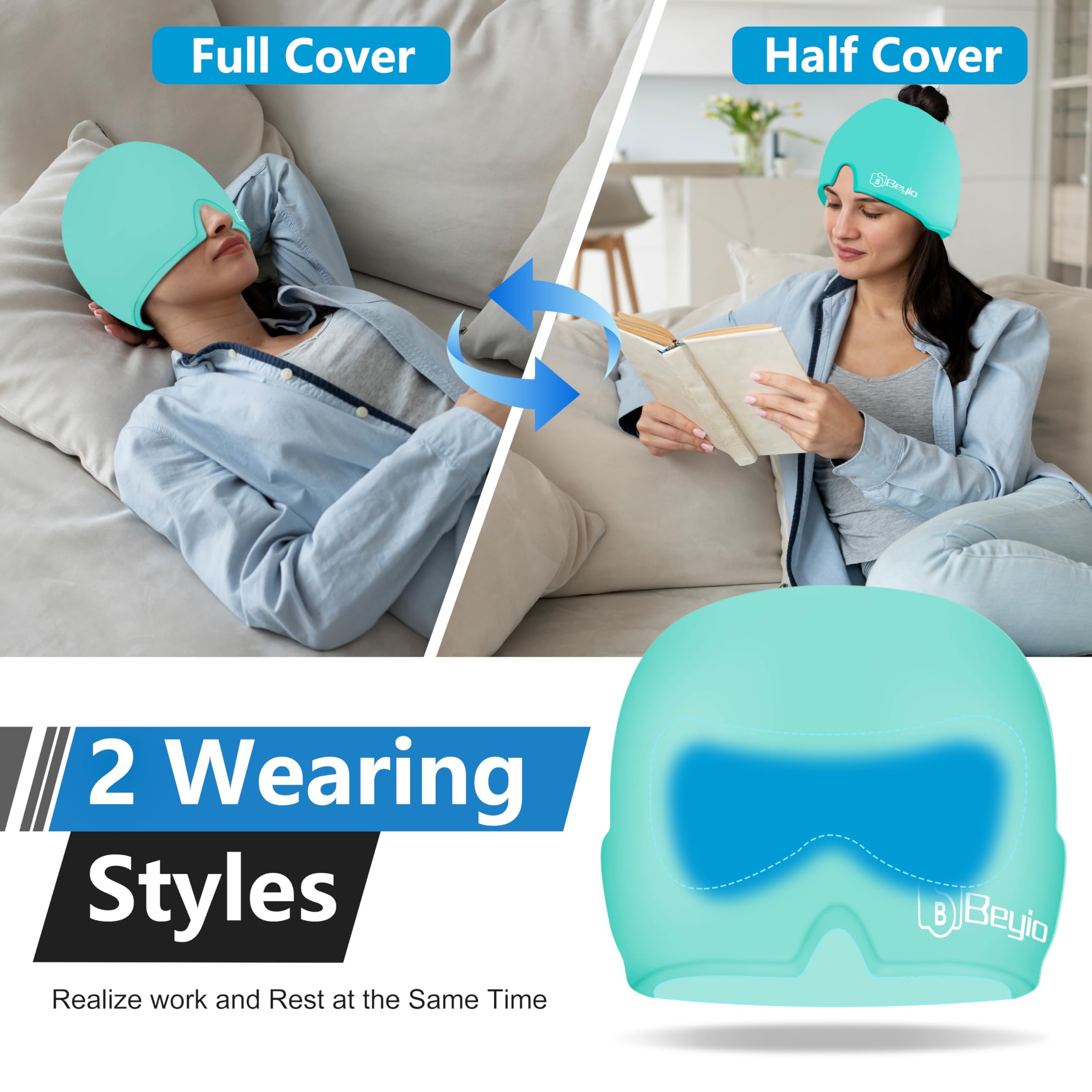 Cap Beyio bleu offert comme cadeau pratique pour les yeux fatigués.