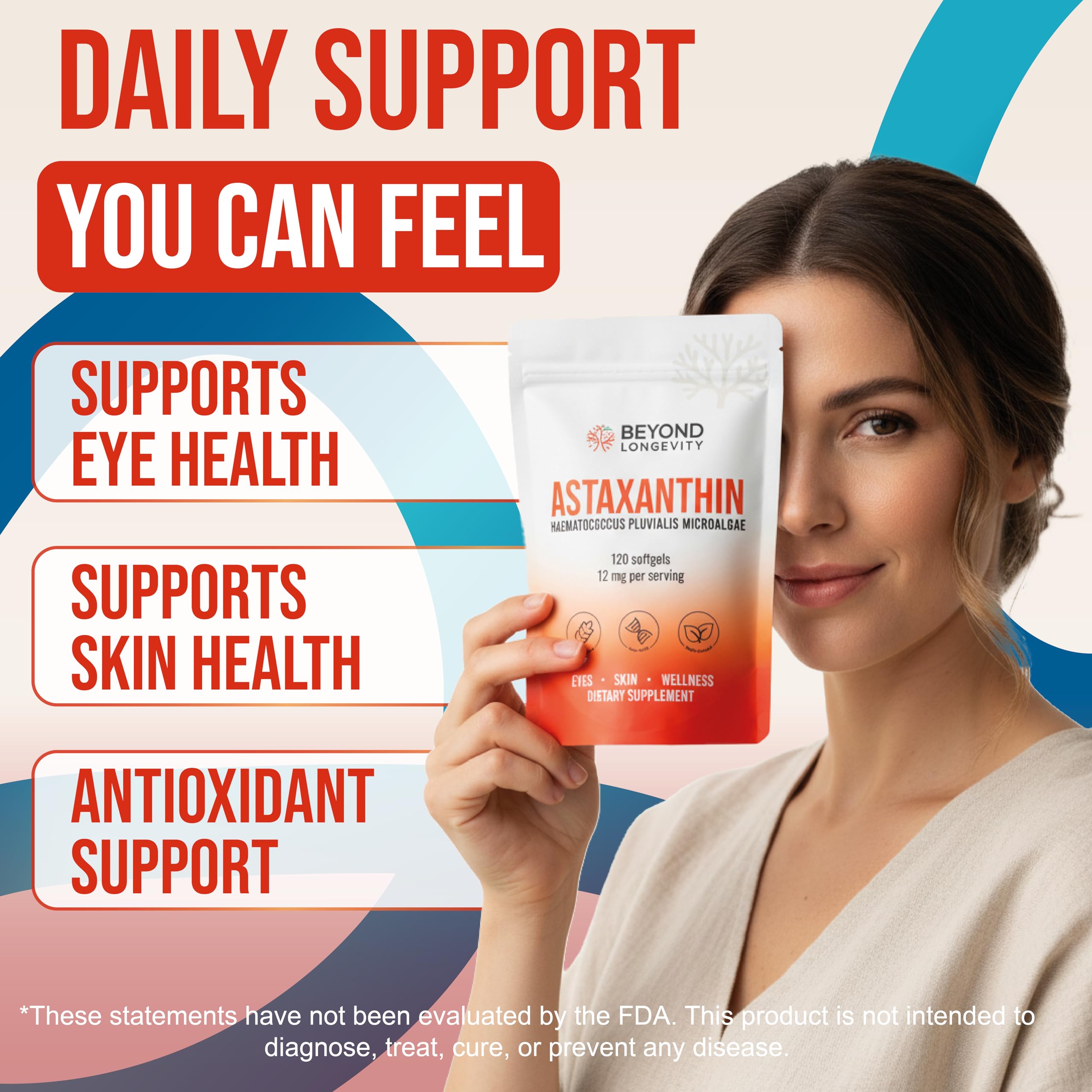 BEYOND LONGEVITY Astaxanthine 12 mg – prise avec repas: rythme quotidien simple et régulier