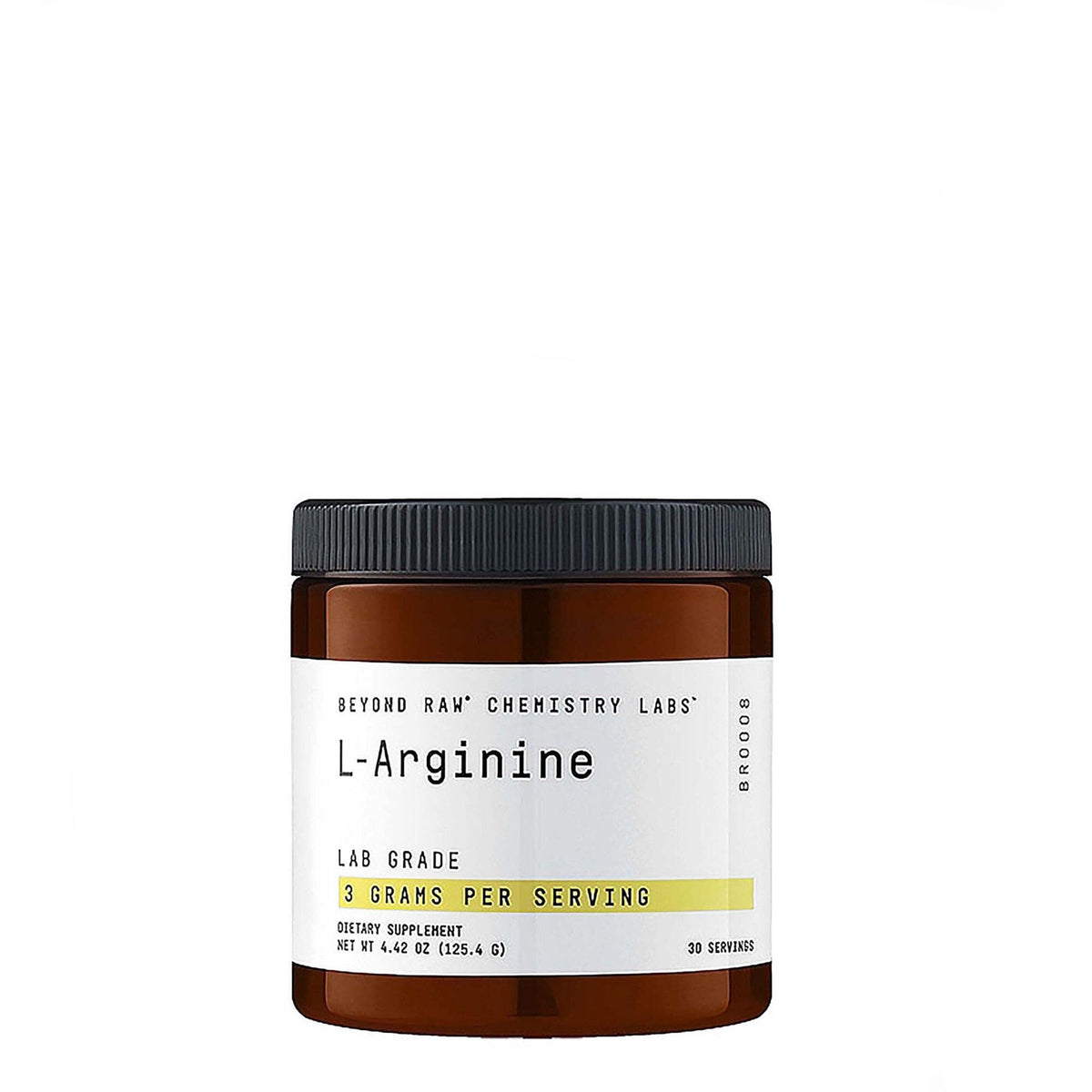 BEYOND RAW Chemistry L-Arginine poudre dans la bouteille, soutien potentiel de l’endurance lors de l’effort.