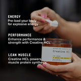 BEYOND RAW Creatine HCl – formule sans sucre, idéale en pré ou post-entraînement.