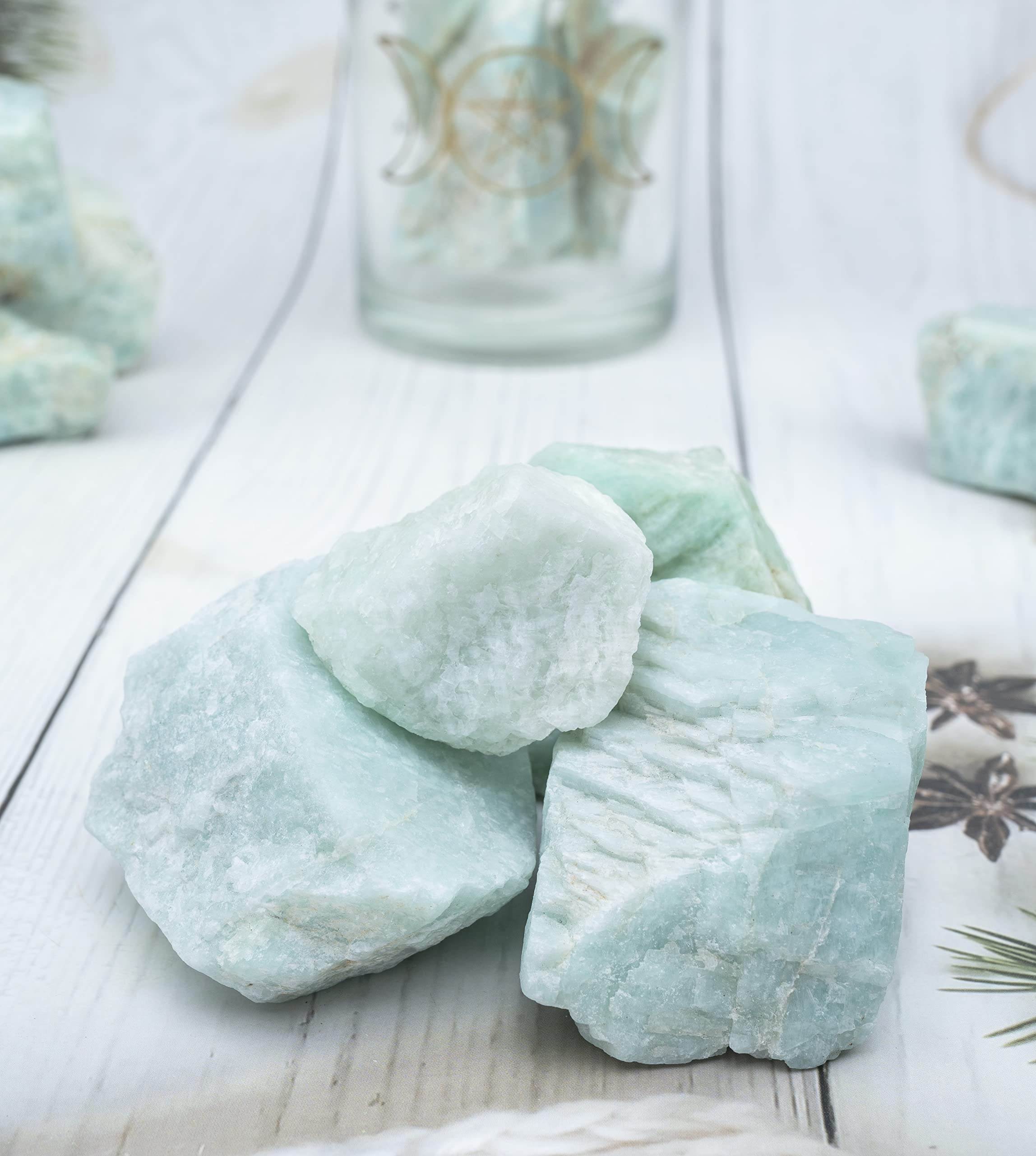 BEZAVO Amazonite brut: texture naturelle et couleurs apaisantes pour décoration.