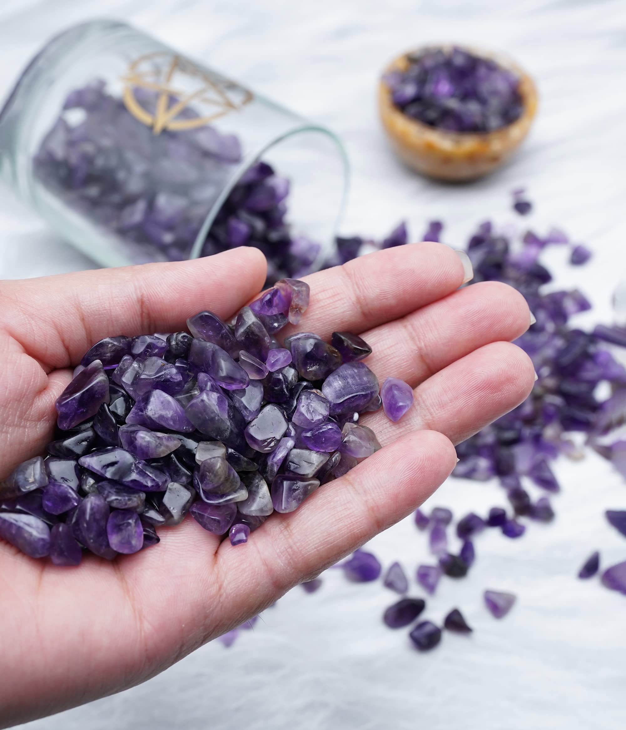 BEZAVO Améthyste : pépites polies pour équilibre des chakras.